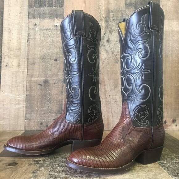 Tony Lama Vintage Round Toe Gold Label Teju Lizard Cowboy Boots Womens 4 B - Picture 12 of 12